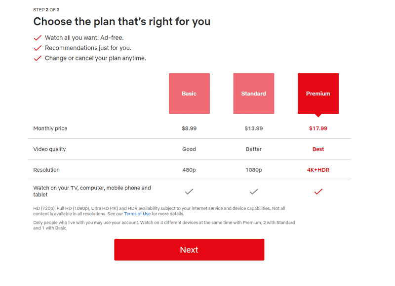 Plans and Pricing - Netflix